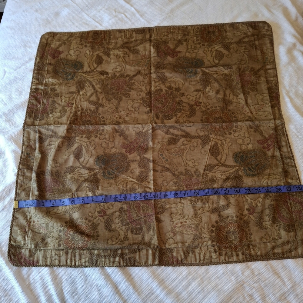 Set of 4 Ralph Lauren Tan Floral Jacquard Euro Pillow Shams